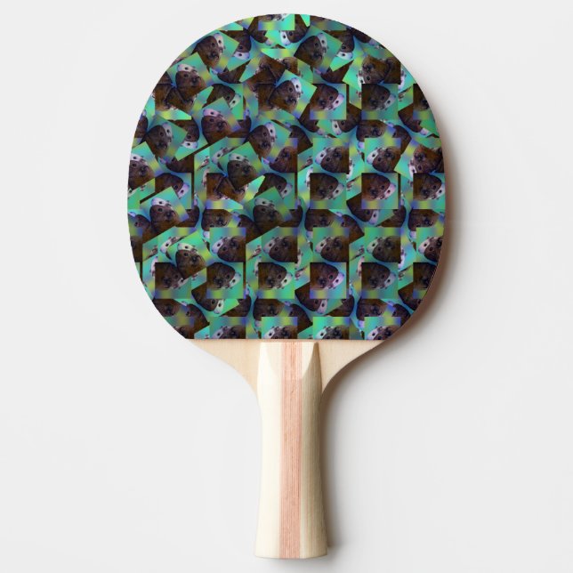 Raquette De Ping Pong Chiens De Guinée Brown Et Blancs, (Devant)