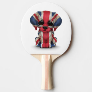 Raquette De Ping Pong Chiot britannique patriotique mignon de drapeau