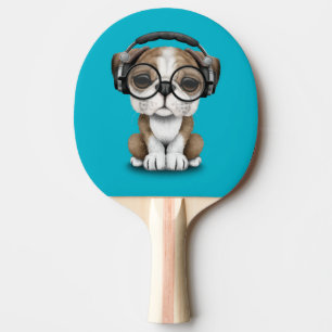 Raquette De Ping Pong Chiot mignon personnalisable DJ de bouledogue avec