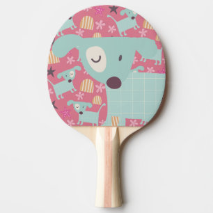 Raquette De Ping Pong Chiots, étoiles et fleurs