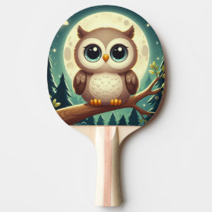 Raquette De Ping Pong Chouette bébé la nuit avec lune