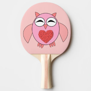 Raquette De Ping Pong Chouette de coeur rose Ping Pong Paddle