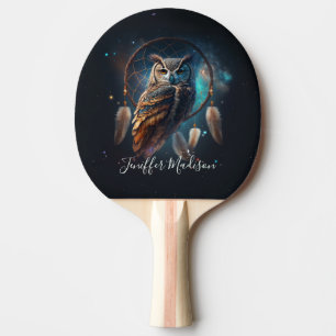 Raquette De Ping Pong Chouette mystique de l'espace avec art de capteur 