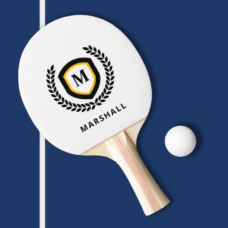Raquette De Ping Pong Cimetière du logo Monogramme noir et or