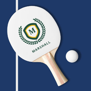 Raquette De Ping Pong Cimier logo Monogramme Vert et Or