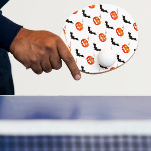 Raquette De Ping Pong Citrouilles et chauves-souris d'Halloween, des fri