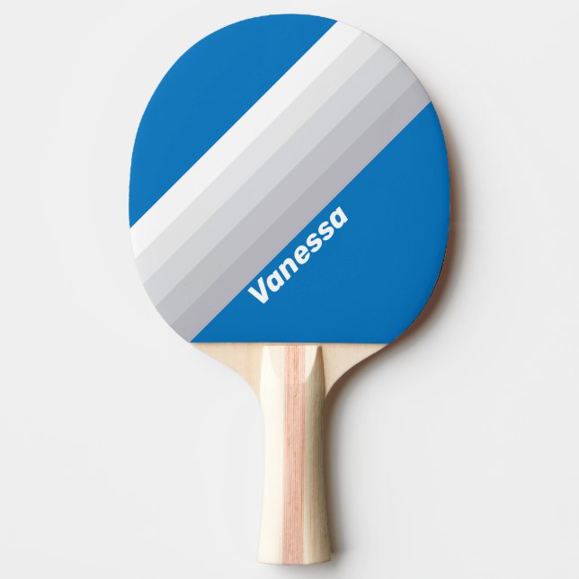 Raquette De Ping Pong Cloudy Blue Sky Stripes with Name (Devant)