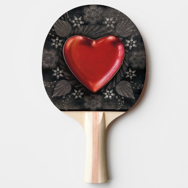 Raquette De Ping Pong Coeur floral romantique Valentine Love (Devant)