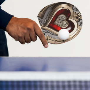 Raquette De Ping Pong Coeur Steampunk - Amour mécanique complexe