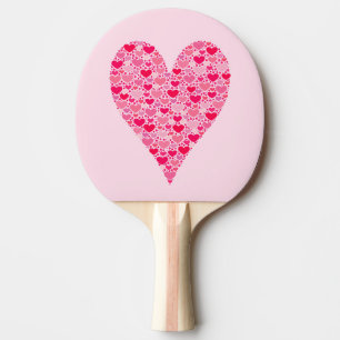 Raquette De Ping Pong Coeurs minuscules Grand Coeur sur Valentines Roses