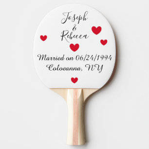Raquette De Ping Pong Coeurs romantiques : Anniversaire blanc