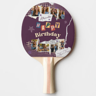 Raquette De Ping Pong Collage photo d'anniversaire personnalisé en album