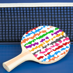 Raquette De Ping Pong Conception Abstraite Irrégulière Colorée Blanche