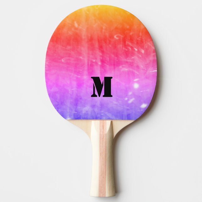 Raquette De Ping Pong Conception de monogramme arc-en-ciel rose chaud (Devant)