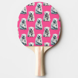 Raquette De Ping Pong Conception de motif d'ours polaire rose