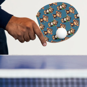 Raquette De Ping Pong Conception de motif singe bleu 