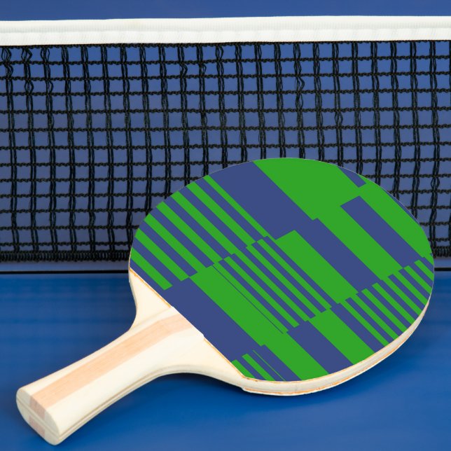 Raquette De Ping Pong Conception de rayures patchwork bleu vert  (Insitu)