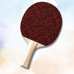 Raquette De Ping Pong Confettis rouges élégants sur fond noir pailleté