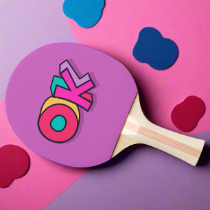 Raquette De Ping Pong Cool élégant "OK" Bold Purple Pink Sports Amusants