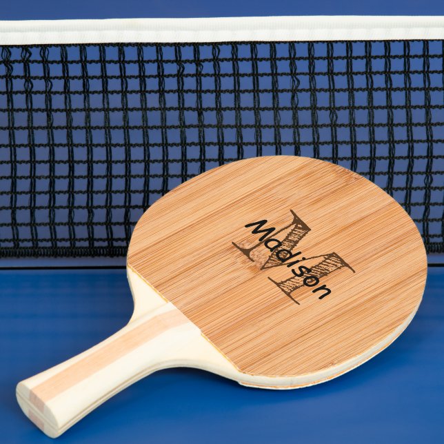 Raquette De Ping Pong Cool imprimé bois de bambou brun clair Monogramme (Insitu)