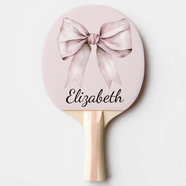 Raquette De Ping Pong Coquette esthétique arc rose Nom personnalisé (Devant)