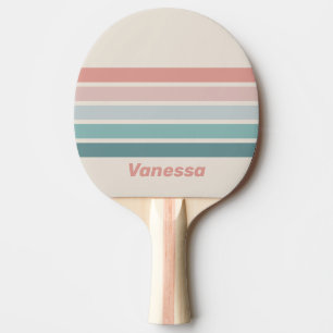 Raquette De Ping Pong Coquillage Douce Vintage avec Rayures et Nom