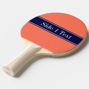 Raquette De Ping Pong Corail solide, monogramme de nom de ruban de bleu