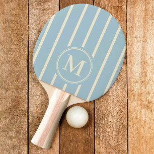 Raquette De Ping Pong Couleur ciel clair de rayure de monogramme
