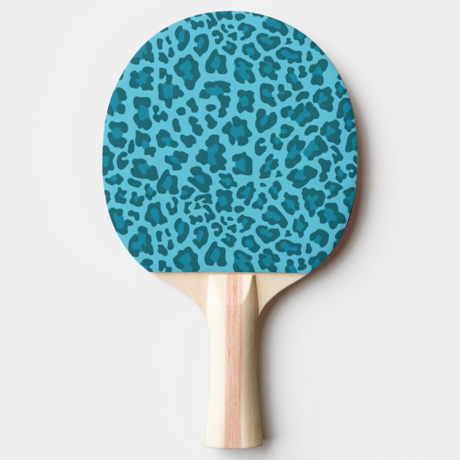 Raquette De Ping Pong Couleurs Empreintes de léopard de bleu (Devant)