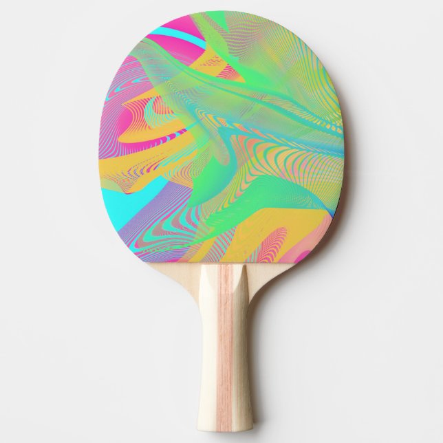 Raquette De Ping Pong COULEURS FLUO - Art Fractal - (Devant)
