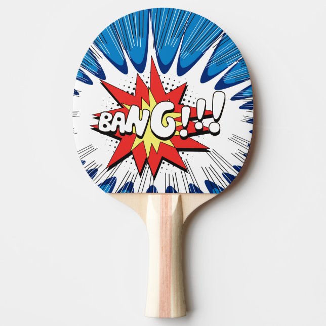 Raquette De Ping Pong Coup personnalisé par explosion comique d'étoiles (Devant)