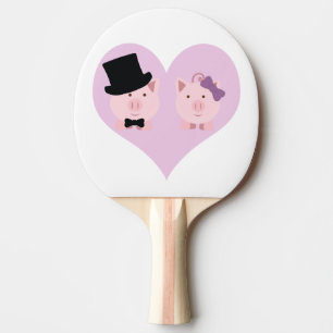 Raquette De Ping Pong Couple de cochon mignon