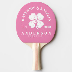 Raquette De Ping Pong Couronne de mariage Trèfle Irlandais Rose
