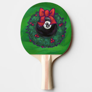Raquette De Ping Pong Couronne de Noël 8 Ball Verte