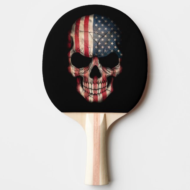 Raquette De Ping Pong Crâne de drapeau américain (Devant)