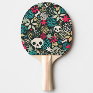 Raquette De Ping Pong Crâne en fleurs