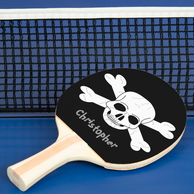Raquette De Ping Pong Crâne et os croisés Ajoutez simplement un nom (Insitu)