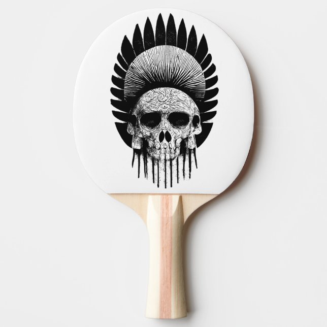 Raquette De Ping Pong Crâne indien noir et blanc (Devant)