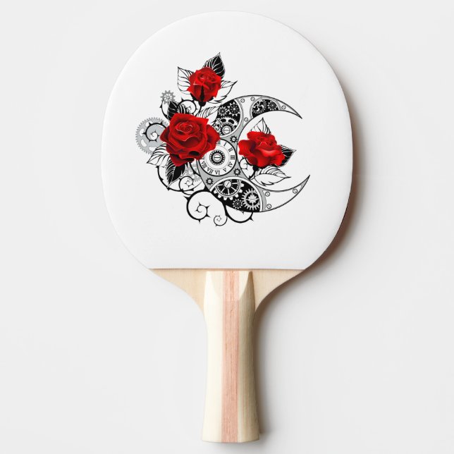 Raquette De Ping Pong Croissant mécanique avec roses rouges (Devant)