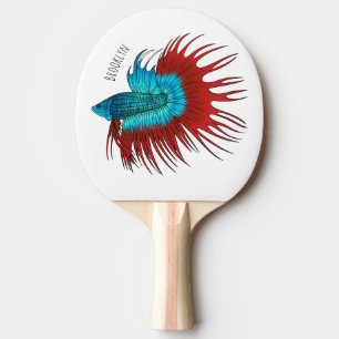 Raquette De Ping Pong Crowntail betta fish dessin animé