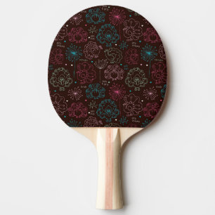 Raquette De Ping Pong cru de papier peint de l'Inde de fleur de paon