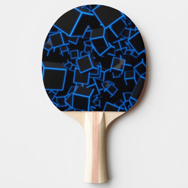 Raquette De Ping Pong Cubes bleus Abstraits (Devant)