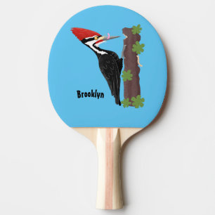 Raquette De Ping Pong Cue drôle Pileated woodpecker dessin d'illustratio