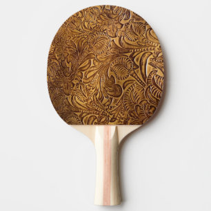 Raquette De Ping Pong Cuir Brown Faux