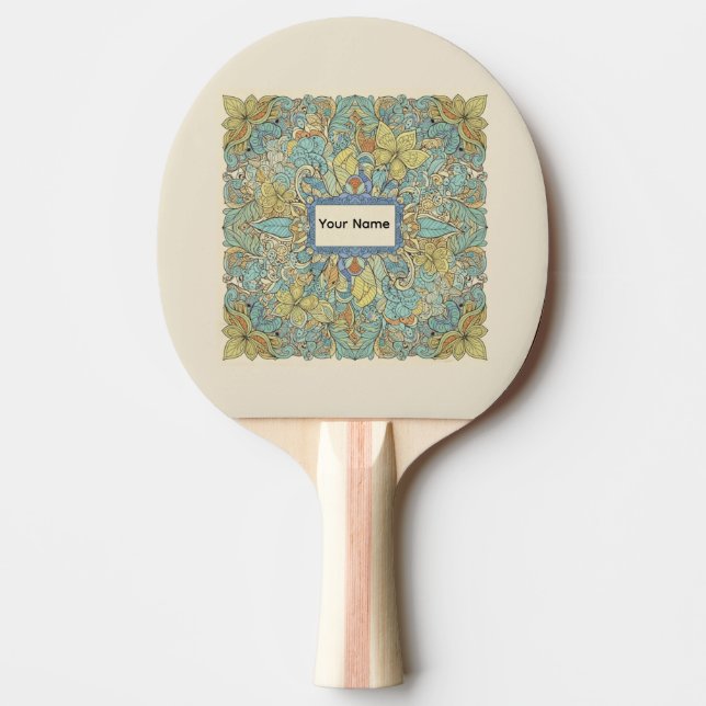 Raquette De Ping Pong Custom Name Artistic Zentangle Ping Pong Paddle (Devant)