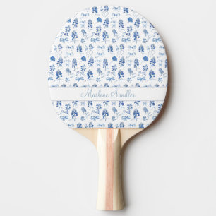 Raquette De Ping Pong Cute Blue Bows Bluebonnets Fleurs Dames Coquette