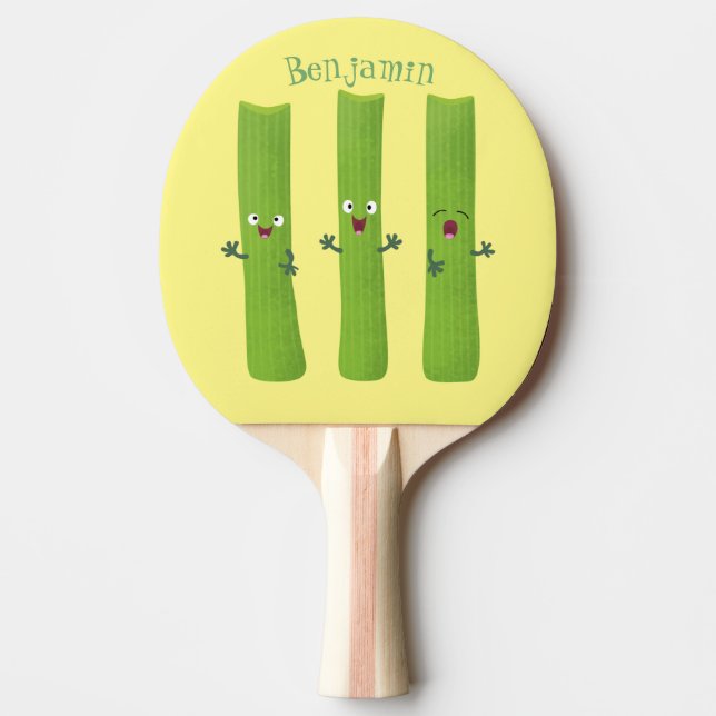 Raquette De Ping Pong Cute céleri bâtons trio caricature légumes (Devant)