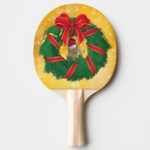 Raquette De Ping Pong Cute Chipmunk couronne de Noël