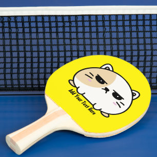 Raquette De Ping Pong Cute Kawaii Chubby Angry Mochi Chat