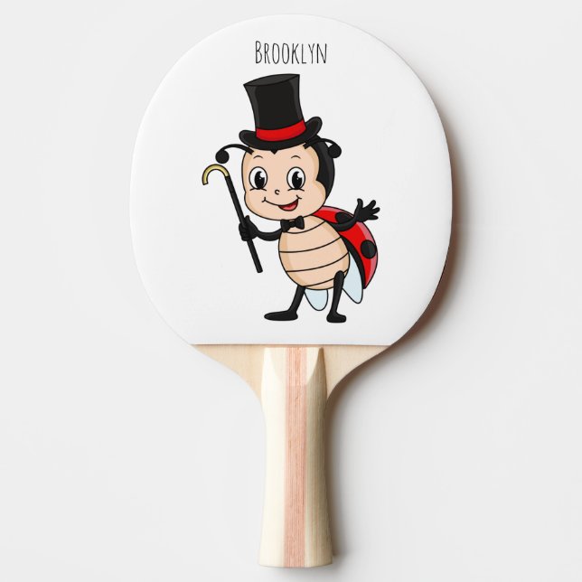 Raquette De Ping Pong Cute ladybug with top hat and tie cartoon (Devant)